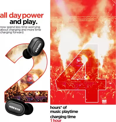 Screem Ibeza 2 Bluetooth Headset (Black, True Wireless) Screem Ibeza 2 Bluetooth Headset (Black, True Wireless)